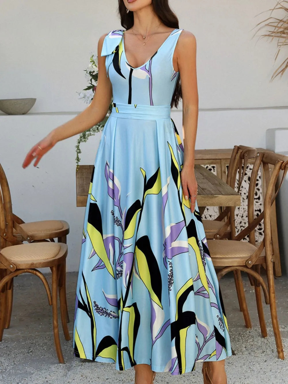 Devine Printed Sleeveless Maxi Dress – Trendsi | ClozArt