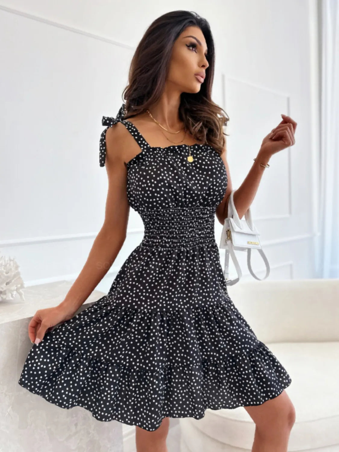Polka Dot Square Neck Mini Cami Dress – Trendsi | ClozArt