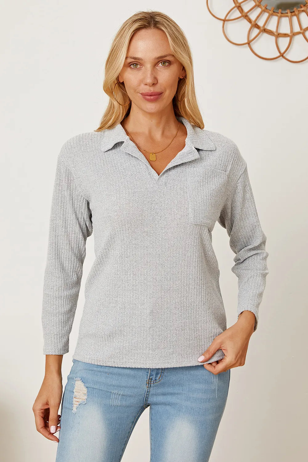 Collared Neck Dropped Shoulder T-Shirt – Trendsi | ClozArt