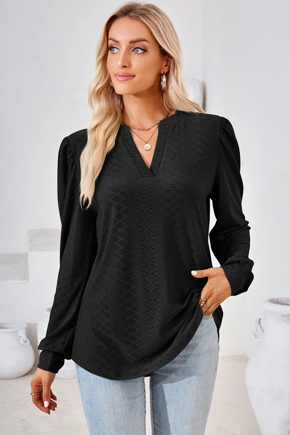 Notched Long Sleeve T-Shirt – Trendsi | ClozArt