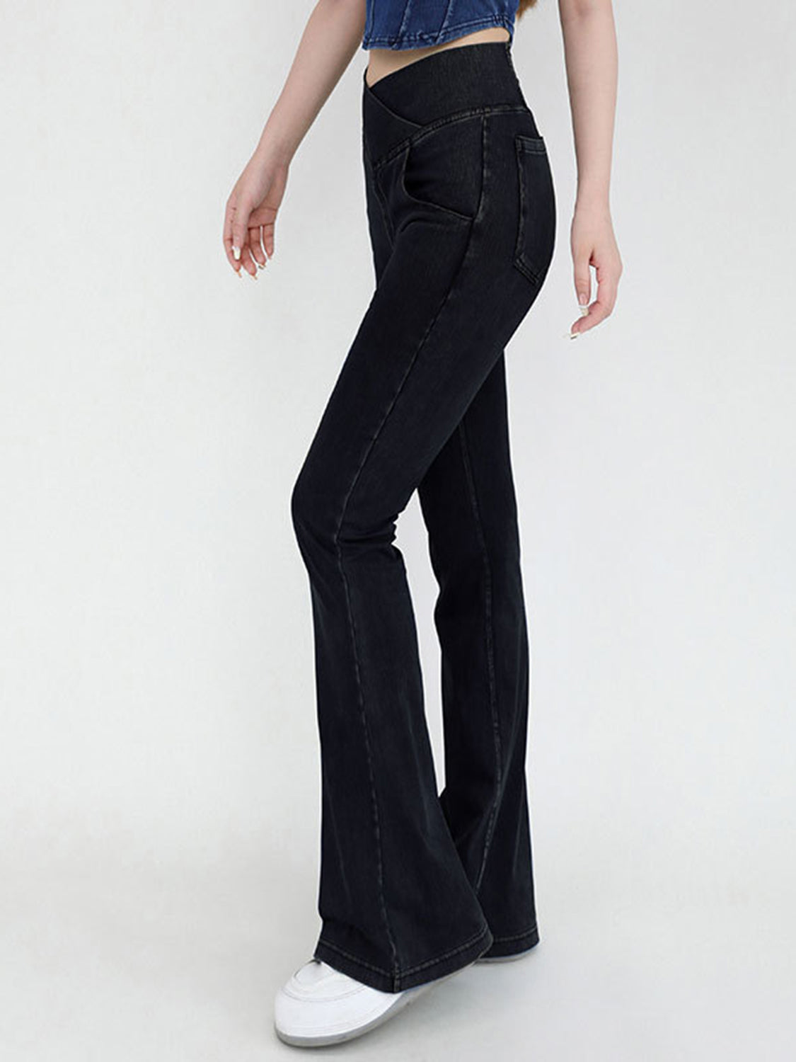 Wide Waistband Bootcut Jeans with Pockets – Trendsi | ClozArt
