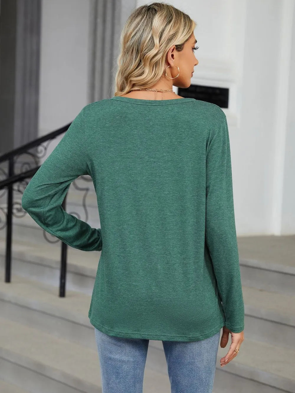 Notched Long Sleeve T-Shirt – Trendsi | ClozArt