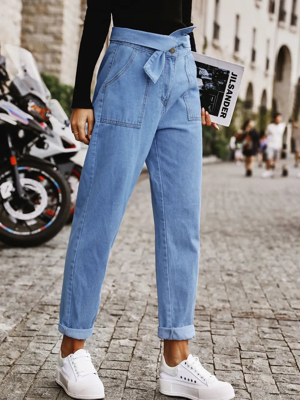 Tied Straight Jeans with Pockets – Trendsi | ClozArt