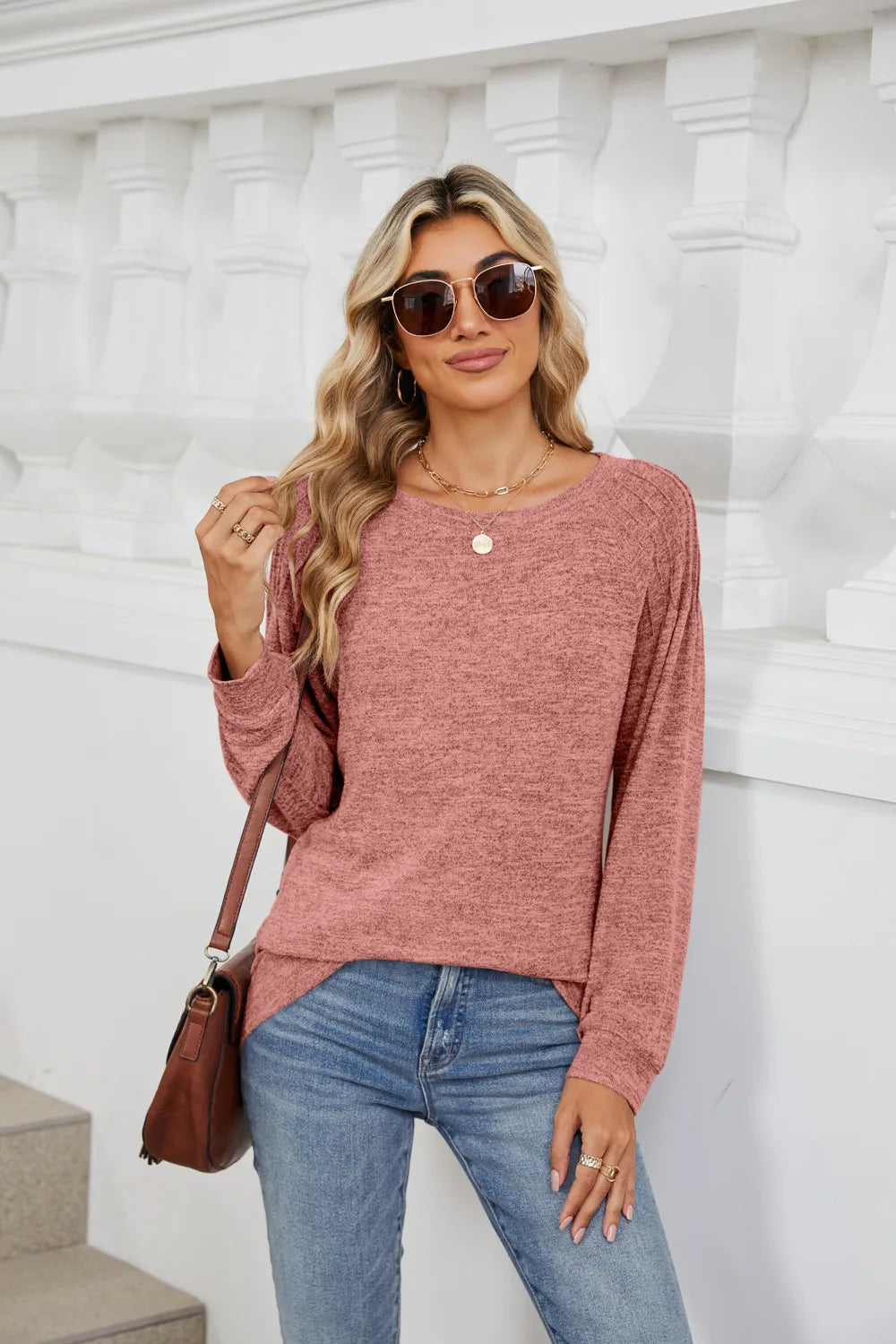 Round Neck Long Sleeve T-Shirt – Trendsi | ClozArt