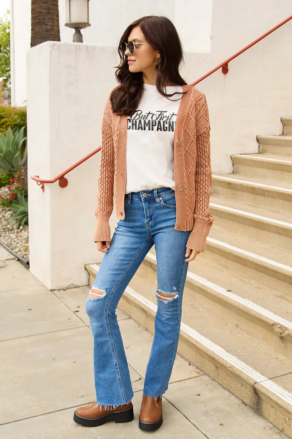 Simply Love Full Size BUT FIRST CHAMPAGNE Round Neck T-Shirt – Trendsi | ClozArt