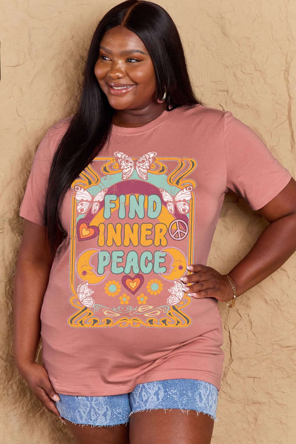 Simply Love Full Size FIND INNER PEACE Graphic Cotton T-Shirt – Trendsi | ClozArt