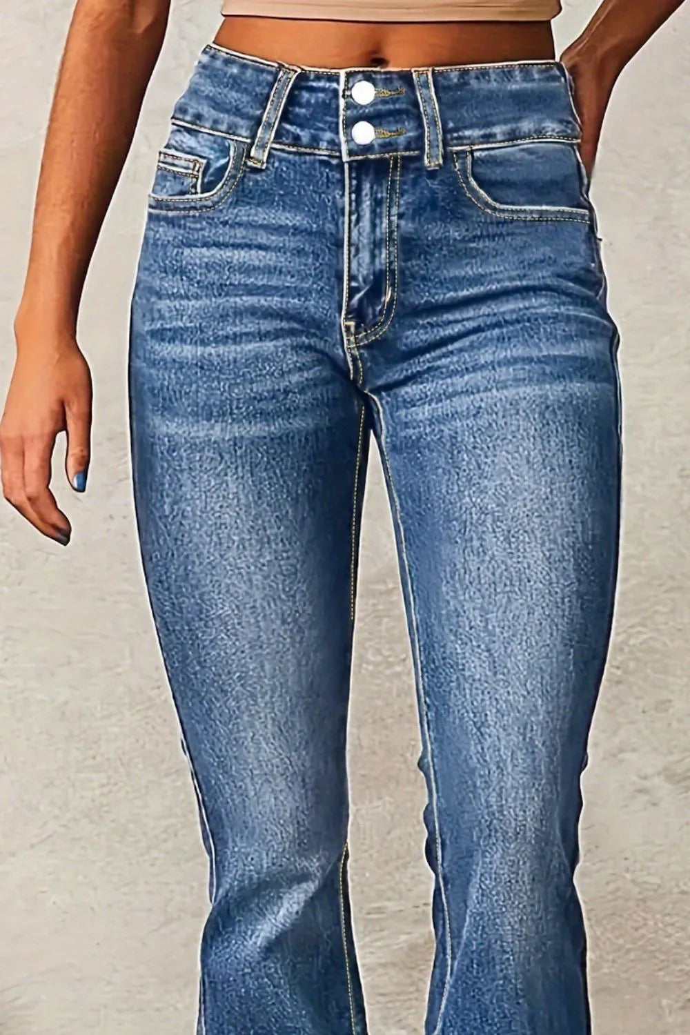 Cat Whisker Washed Bootcut Jeans – Trendsi | ClozArt