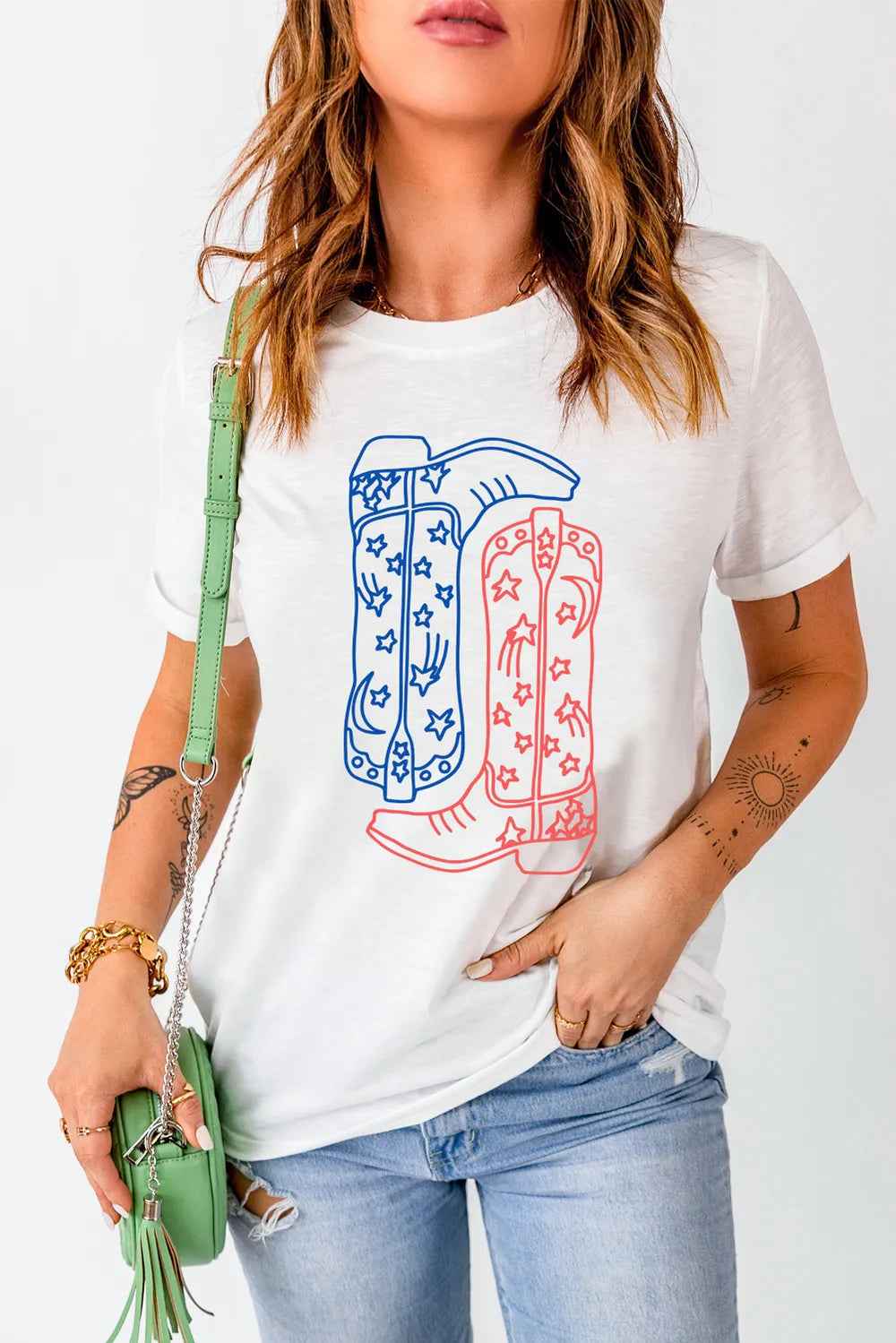 Boot Graphic Round Neck Short Sleeve T-Shirt – Trendsi | ClozArt
