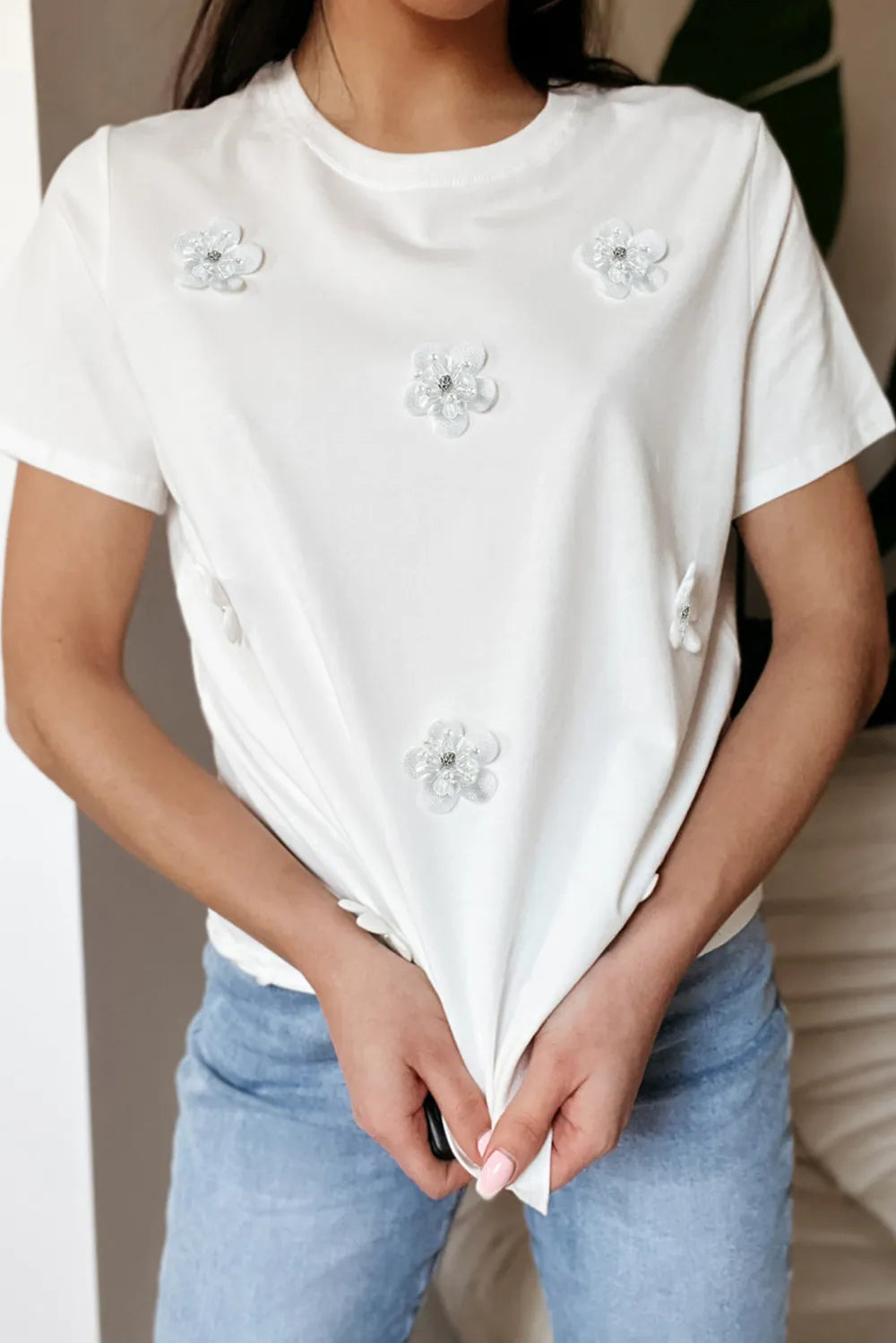 Flower Round Neck Short Sleeve T-Shirt – Trendsi | ClozArt