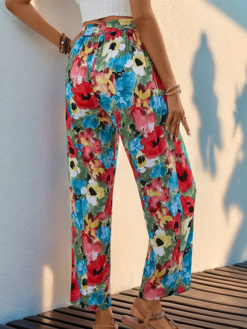 Perfee Tied Printed Wide Leg Pants – Trendsi | ClozArt