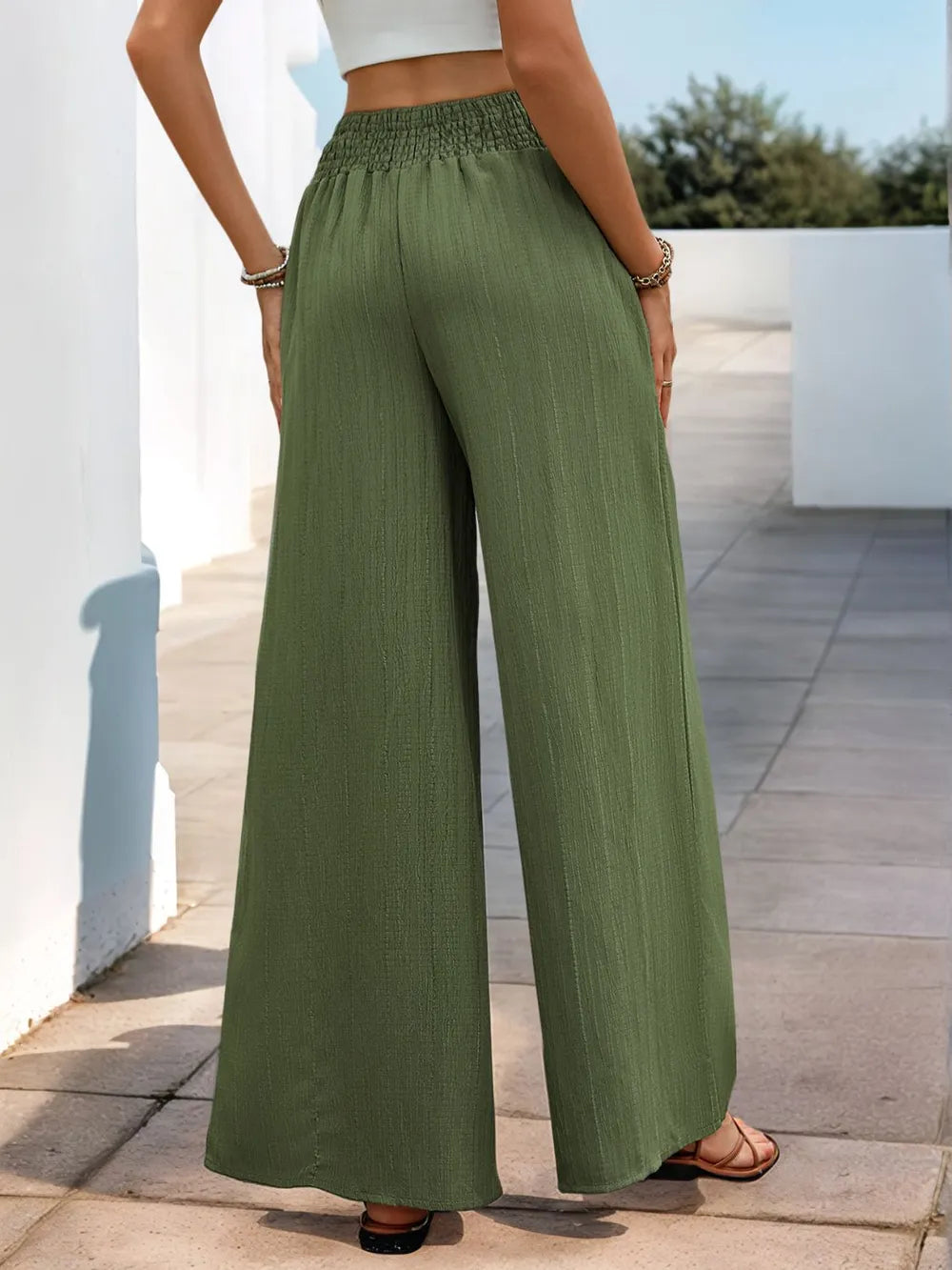 Perfee Smocked Wide Leg Pants – Trendsi | ClozArt