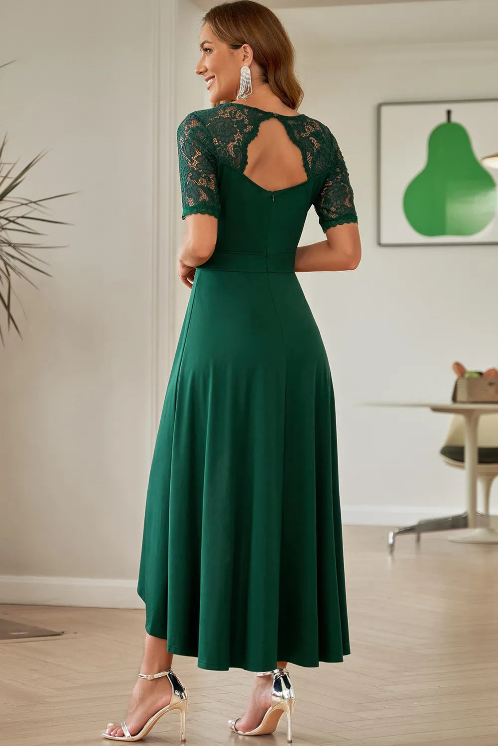 Lace Cutout V-Neck Short Sleeve Dress – Trendsi | ClozArt