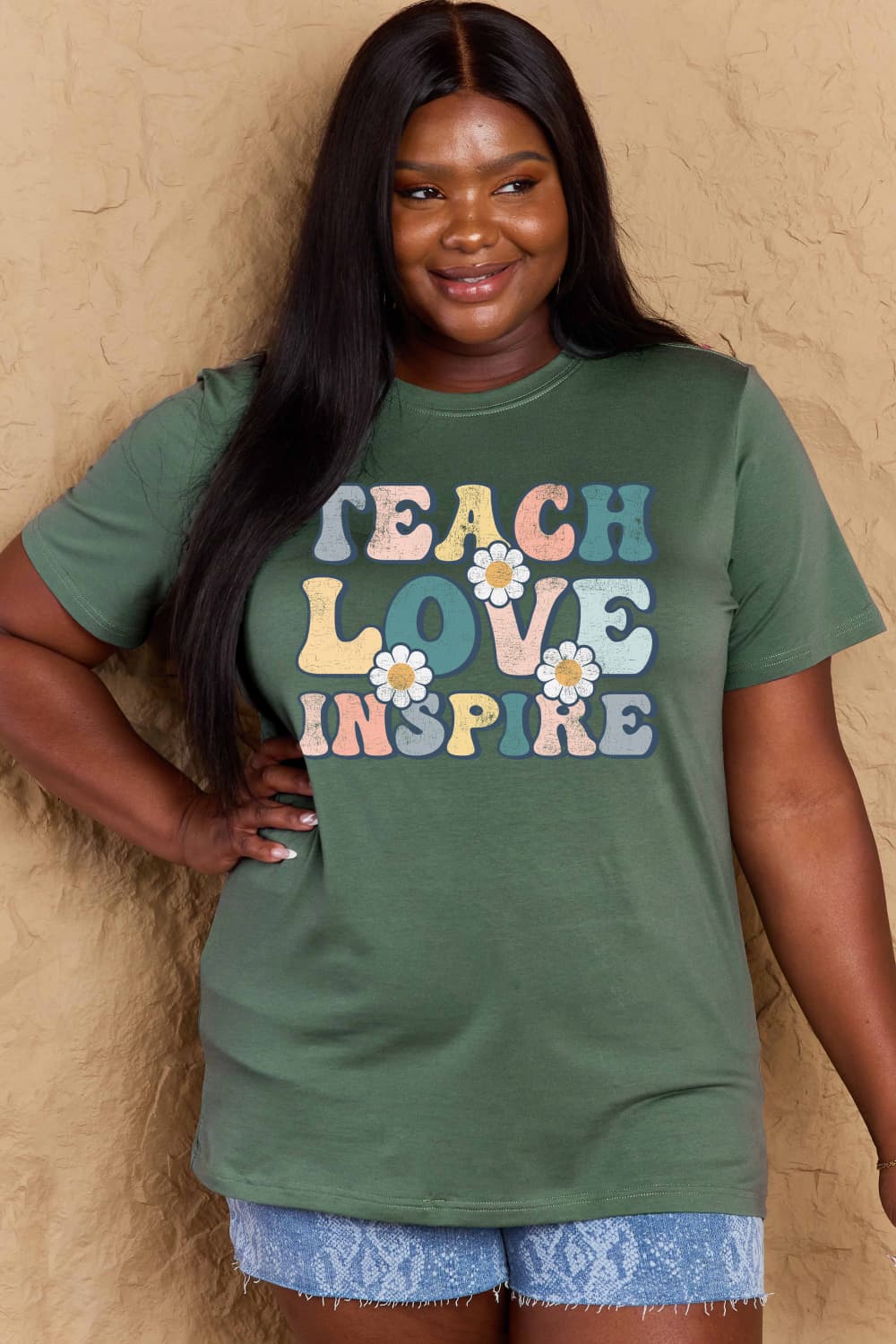 Simply Love Full Size TEACH LOVE INSPIRE Graphic Cotton T-Shirt – Trendsi | ClozArt