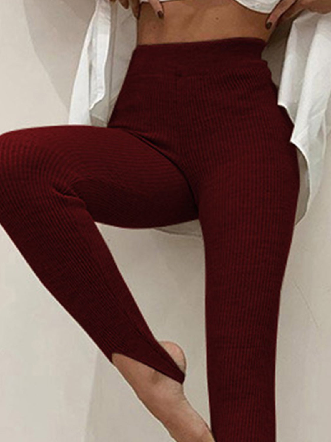 Ribbed Mid Waist Leggings – Trendsi | ClozArt
