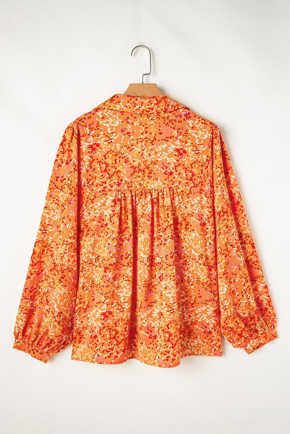 Orange Abstract Print Loose Fit Collared V Neck Babydoll Blouse – Shewin | ClozArt