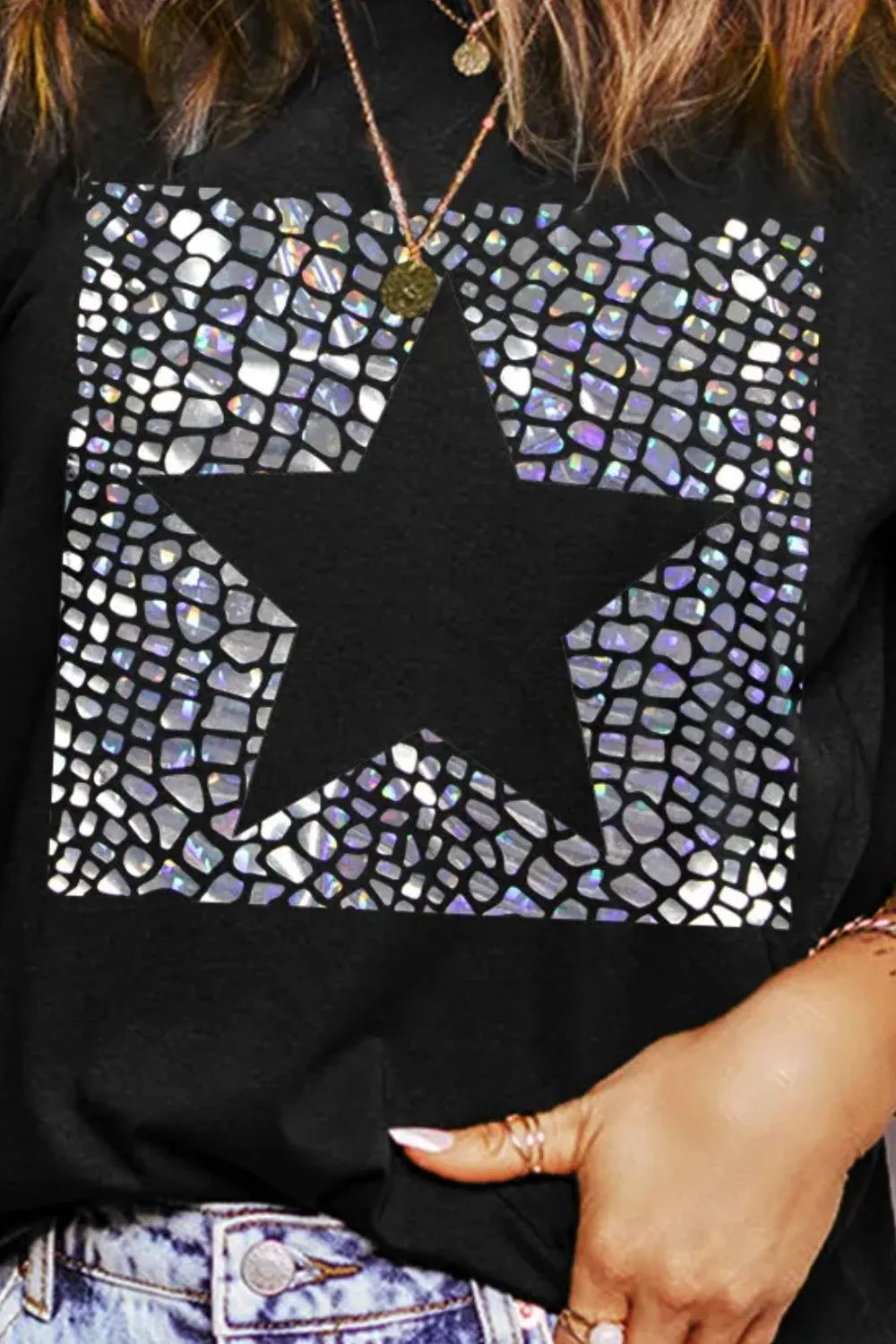 Star Round Neck Short Sleeve T-Shirt – Trendsi | ClozArt