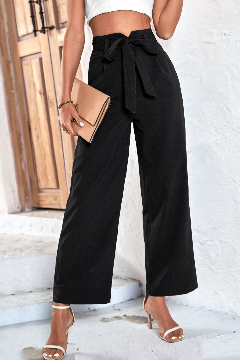 Perfee Belted High-Rise Wide Leg Pants – Trendsi | ClozArt