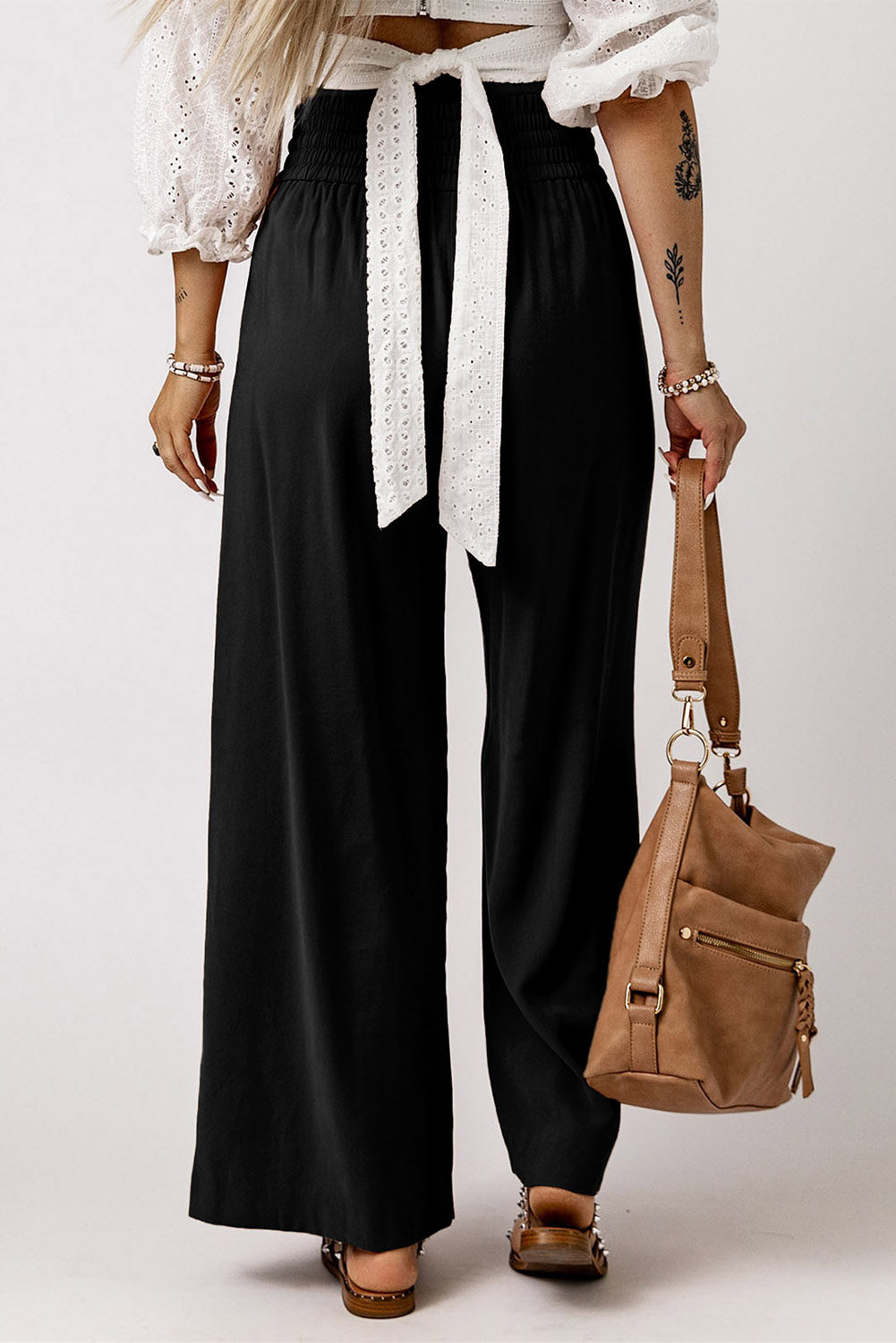 Drawstring Smocked Waist Wide Leg Pants – Trendsi | ClozArt