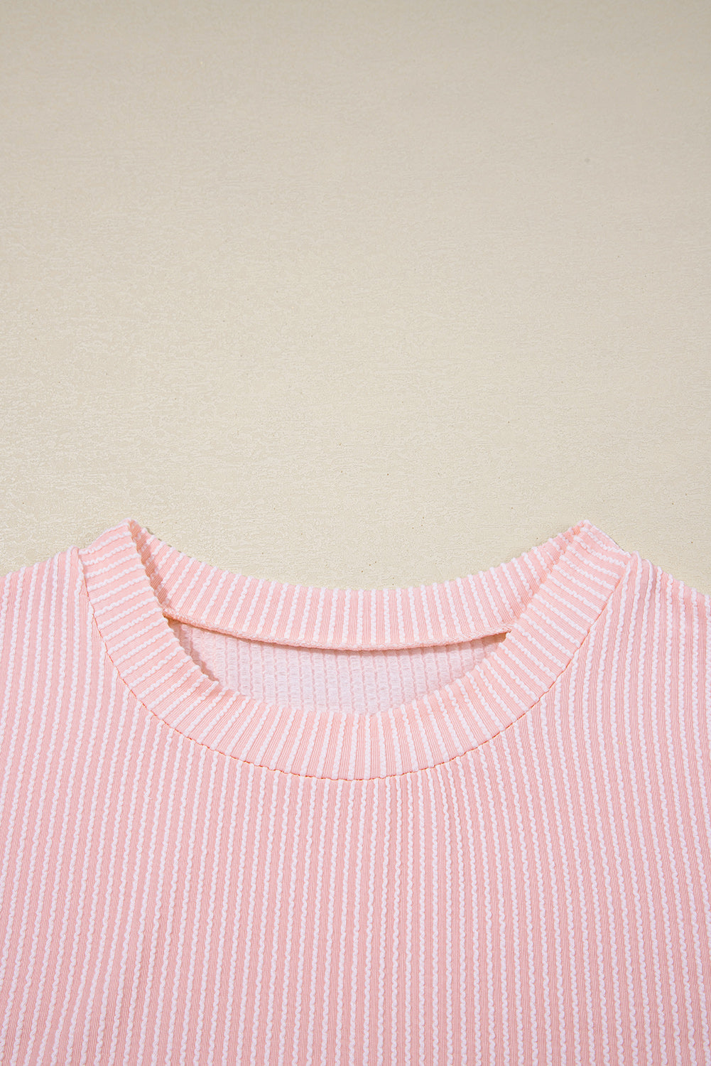Pink Corded Colorblock Pocket Crew Neck T Shirt – Shewin | ClozArt