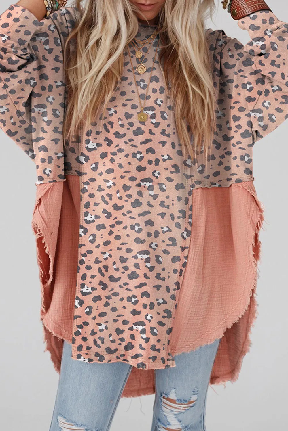 Textured Leopard Dropped Shoulder Blouse – Trendsi | ClozArt