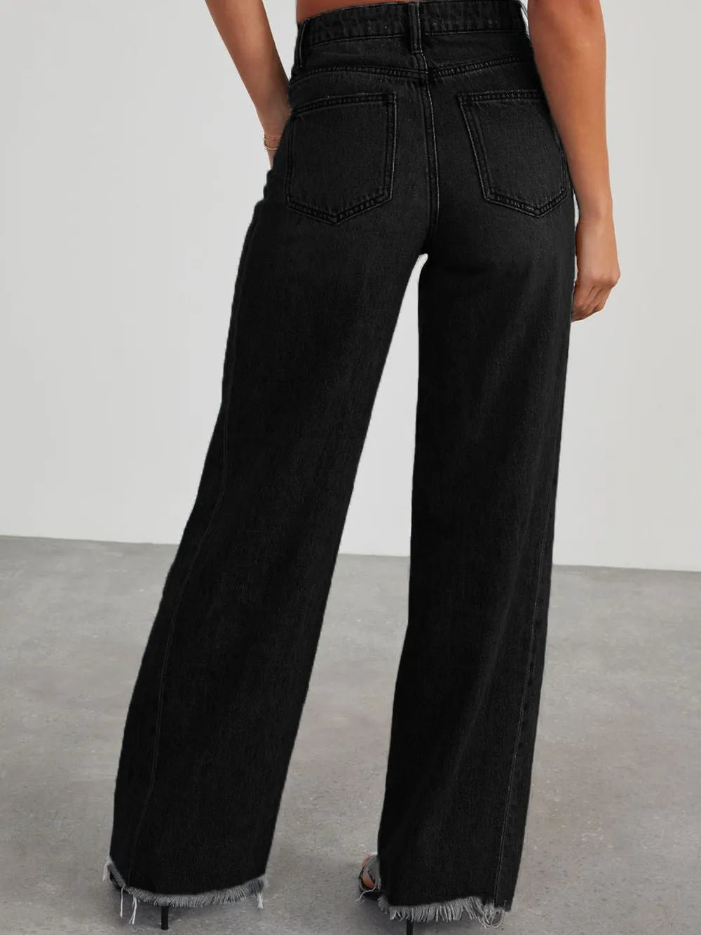 Raw Hem Wide Leg Jeans with Pockets – Trendsi | ClozArt