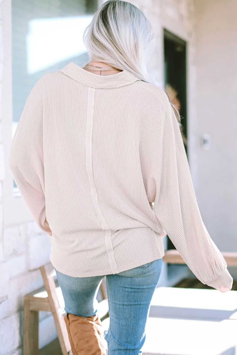 Collared Neck Half Button Long Sleeve Blouse – Trendsi | ClozArt