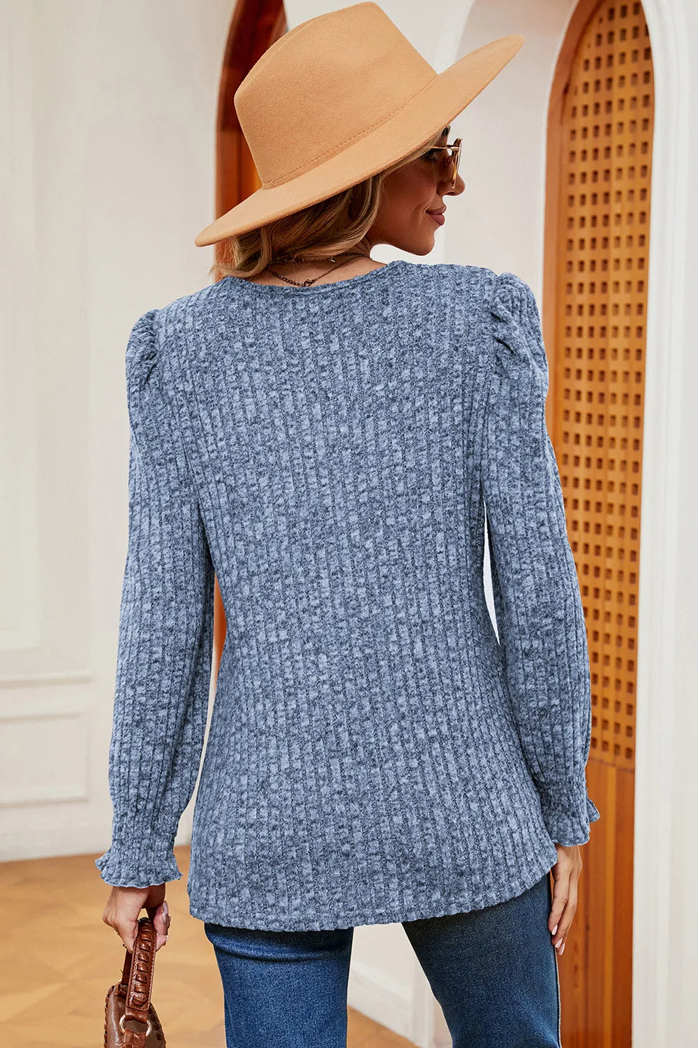 Square Neck Flounce Sleeve T-Shirt – Trendsi | ClozArt