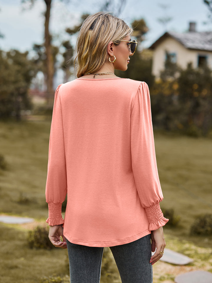 Puff Sleeve Pleated Blouse – Trendsi | ClozArt