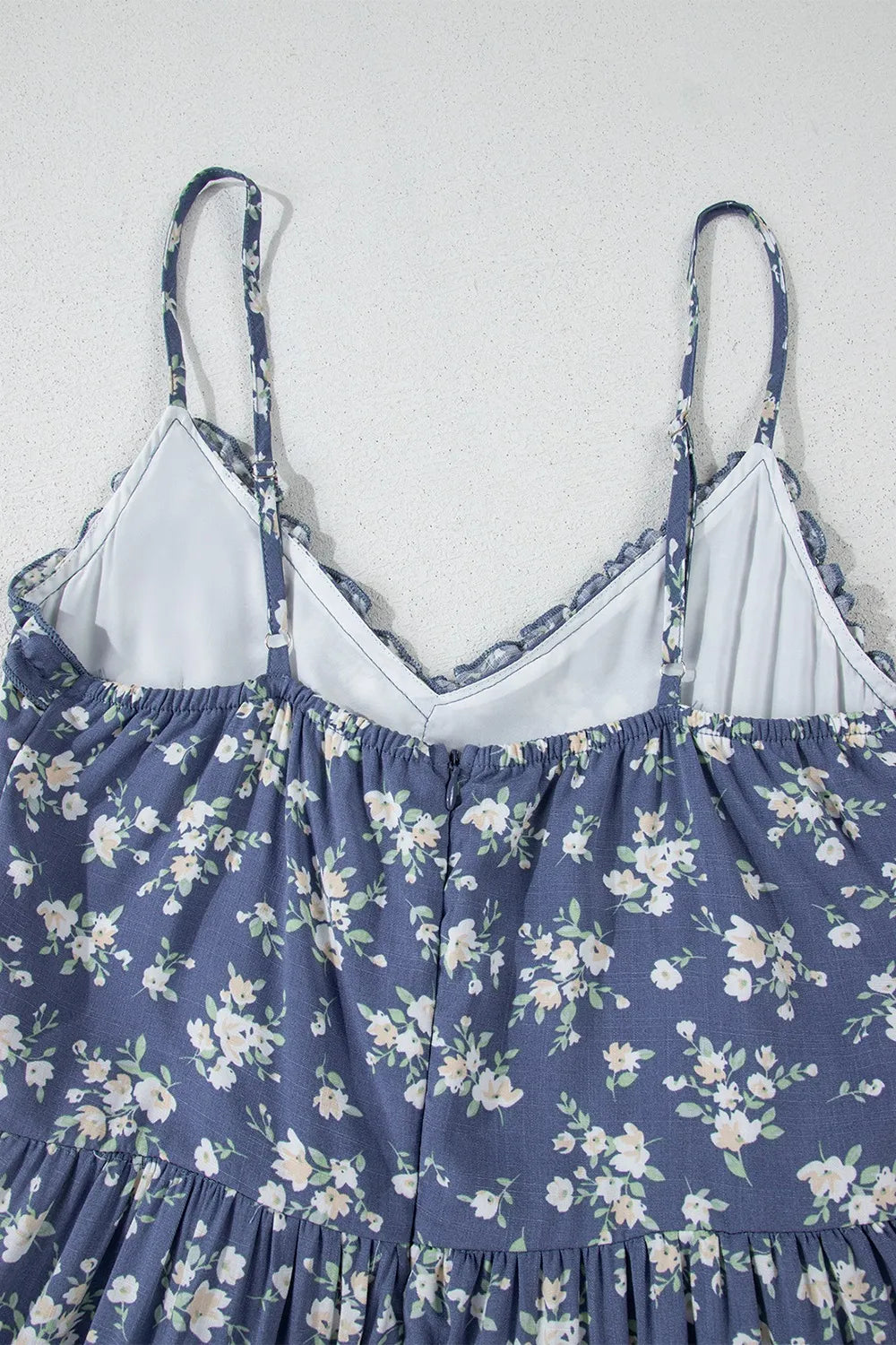 Floral Spaghetti Strap Frilled V Neck Tiered Midi Dress – Trendsi | ClozArt