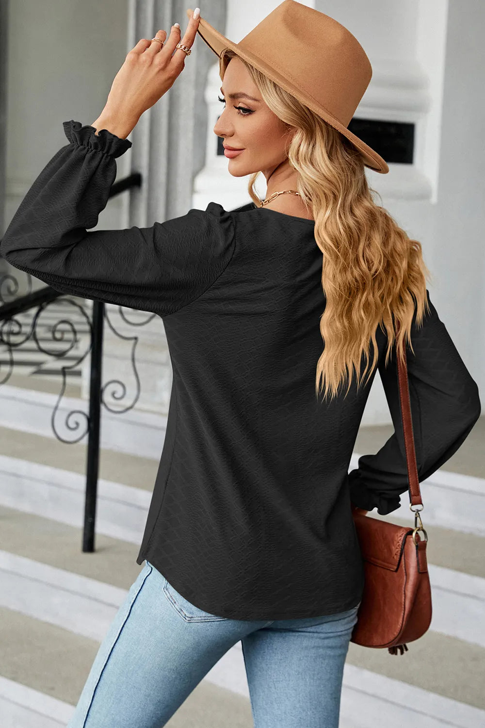 Round Neck Flounce Sleeve T-Shirt – Trendsi | ClozArt