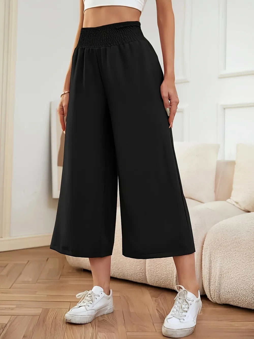 Elastic Waist Wide Leg Pants – Trendsi | ClozArt