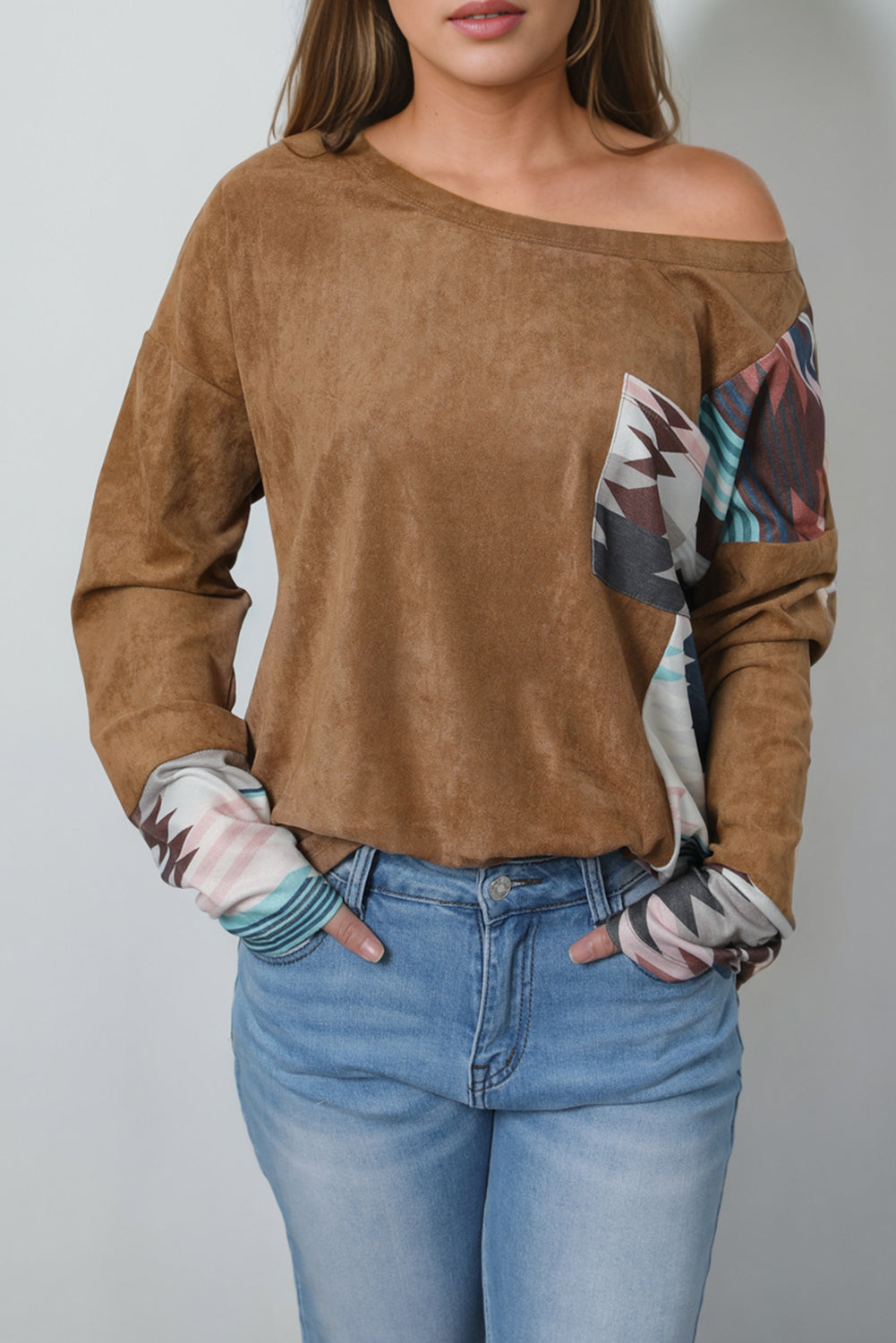 Geometric Drop Shoulder T-Shirt with Pocket – Trendsi | ClozArt