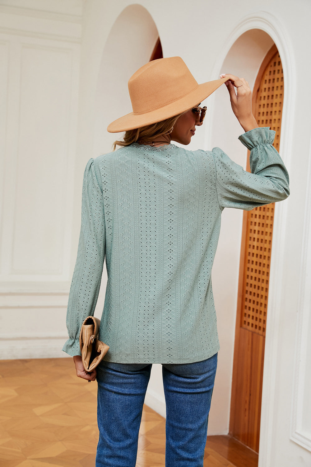 V-Neck Flounce Sleeve Blouse – Trendsi | ClozArt