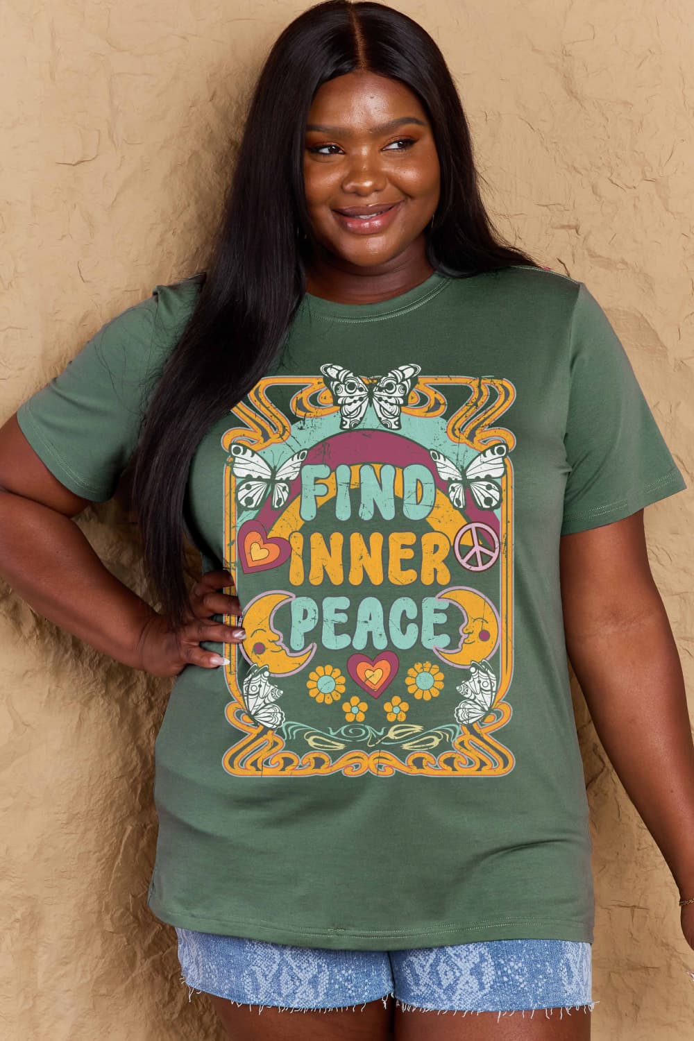 Simply Love Full Size FIND INNER PEACE Graphic Cotton T-Shirt – Trendsi | ClozArt