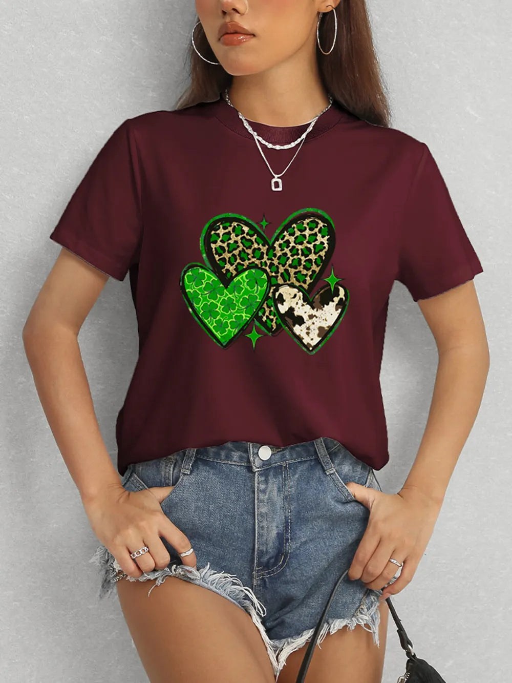 Heart Round Neck Short Sleeve T-Shirt – Trendsi | ClozArt