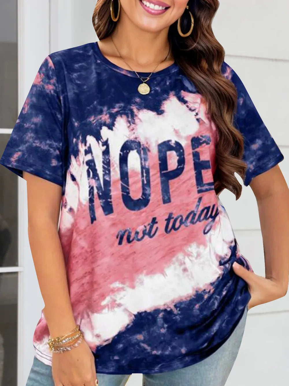 NOPE NOT TODAY Round Neck Short Sleeve T-Shirt – Trendsi | ClozArt