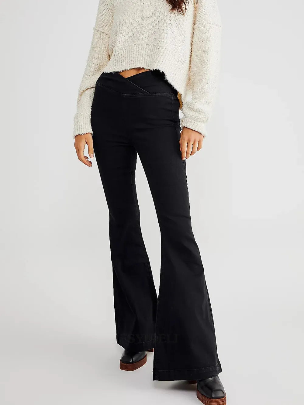 Asymmetric Waist Flare Jeans – Trendsi | ClozArt