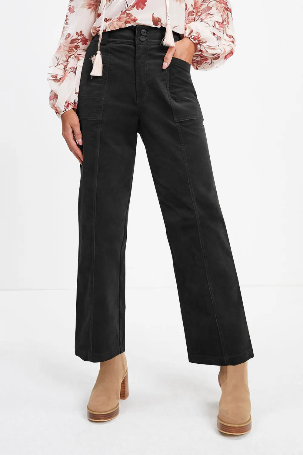 Half Elastic Waist Straight Pants – Trendsi | ClozArt