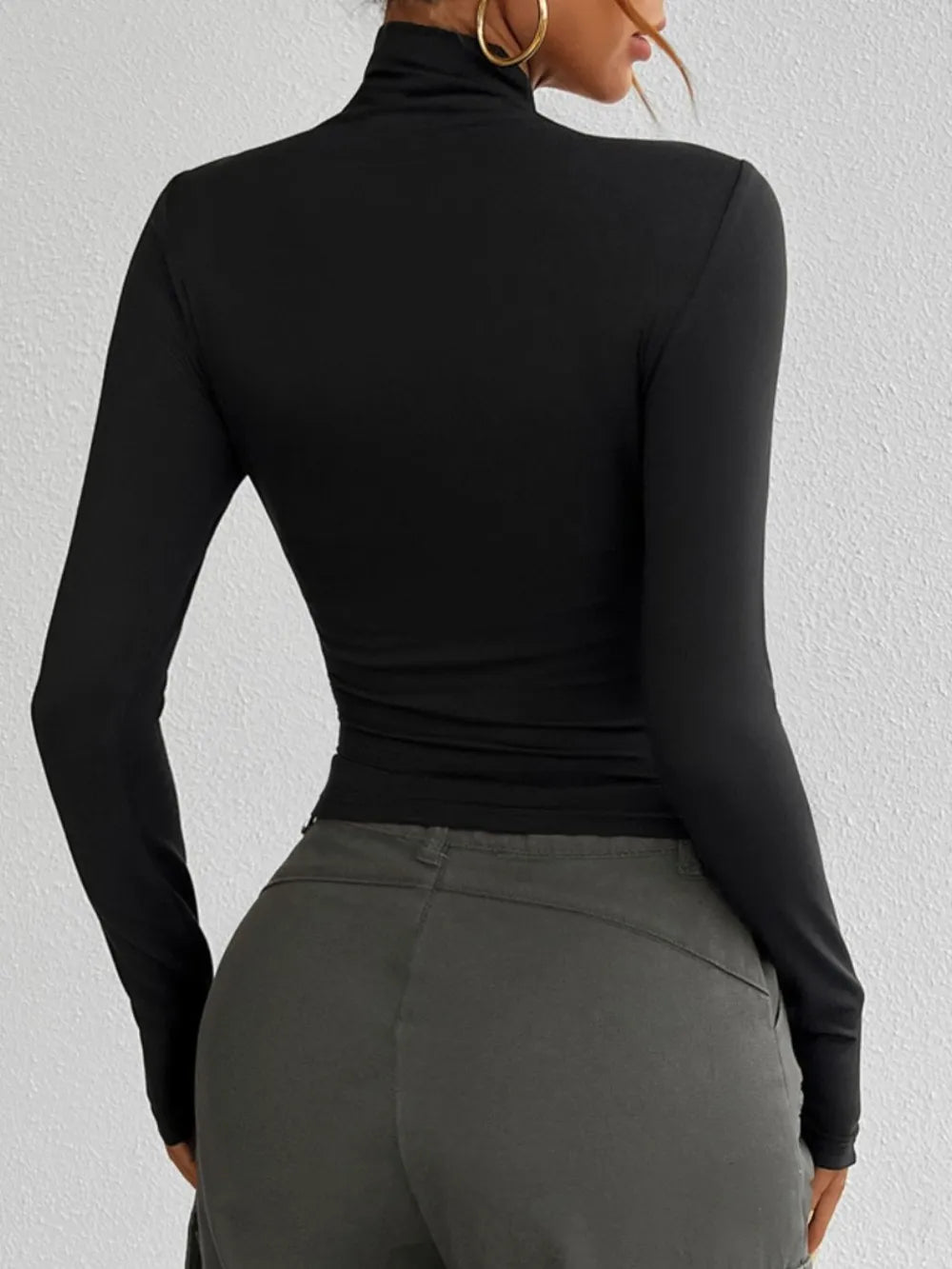 Devine Mock Neck Long Sleeve T-Shirt – Trendsi | ClozArt