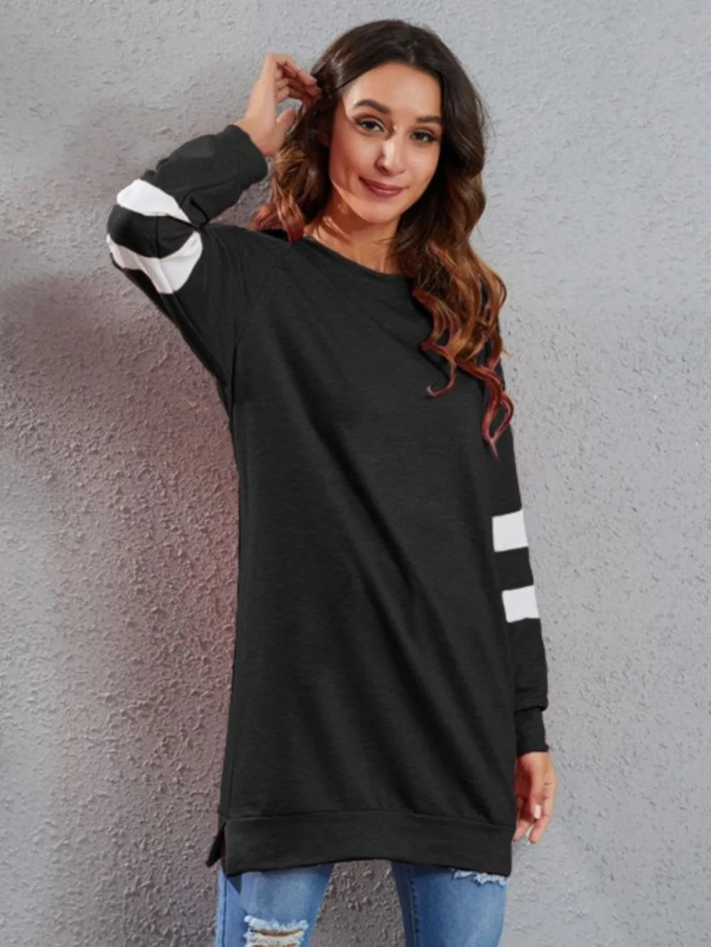 Full Size Striped Round Neck Long Sleeve T-Shirt – Trendsi | ClozArt