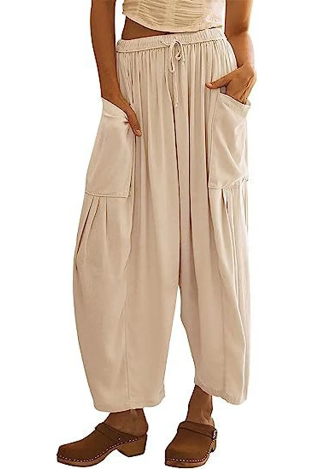 Full Size Pocketed Drawstring Wide Leg Pants – Trendsi | ClozArt