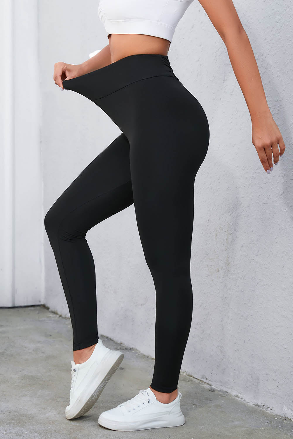 Crisscross Detail Wide Waistband Leggings – Trendsi | ClozArt