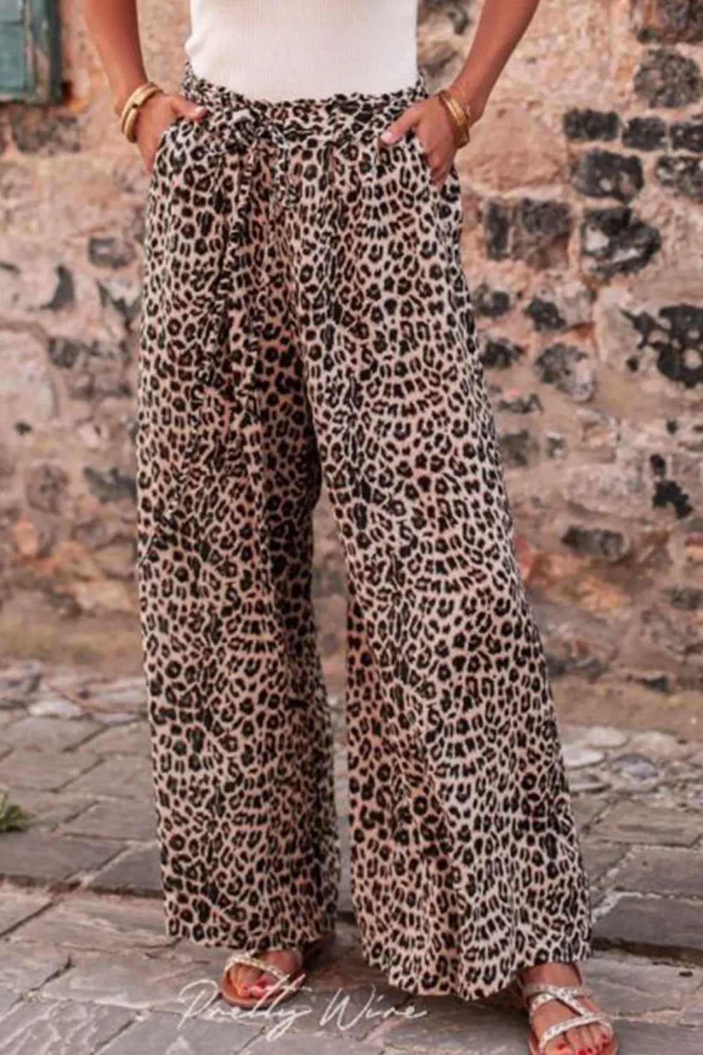 Leopard Drawstring Wide Leg Pants – Trendsi | ClozArt