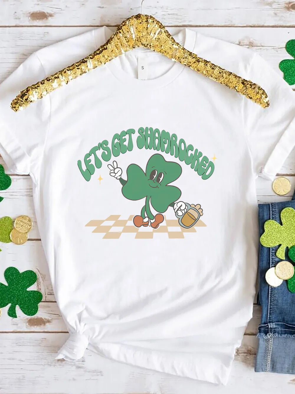 LET'S GET SHAMROCKED Round Neck T-Shirt – Trendsi | ClozArt