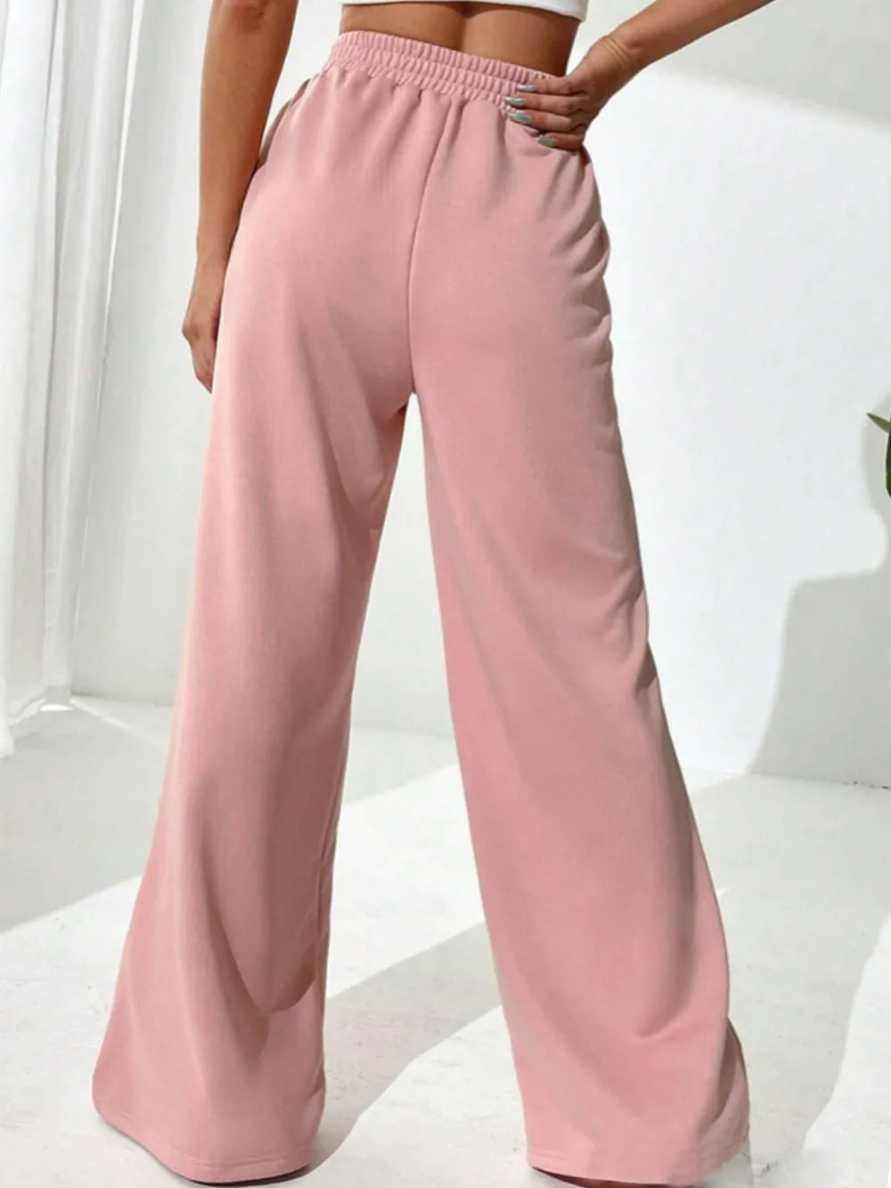 Elastic Waist Wide Leg Pants – Trendsi | ClozArt
