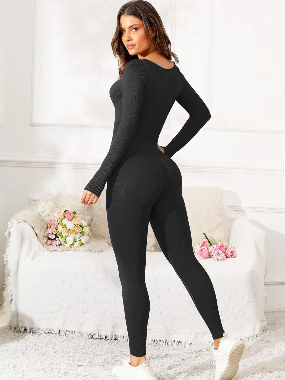 Scoop Neck Long Sleeve Active Jumpsuit – Trendsi | ClozArt