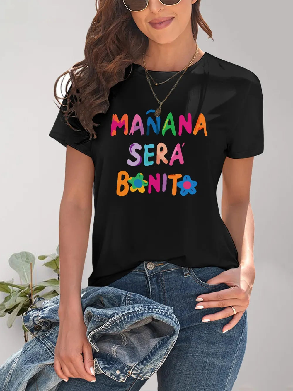 Letter Graphic Round Neck Short Sleeve T-Shirt – Trendsi | ClozArt