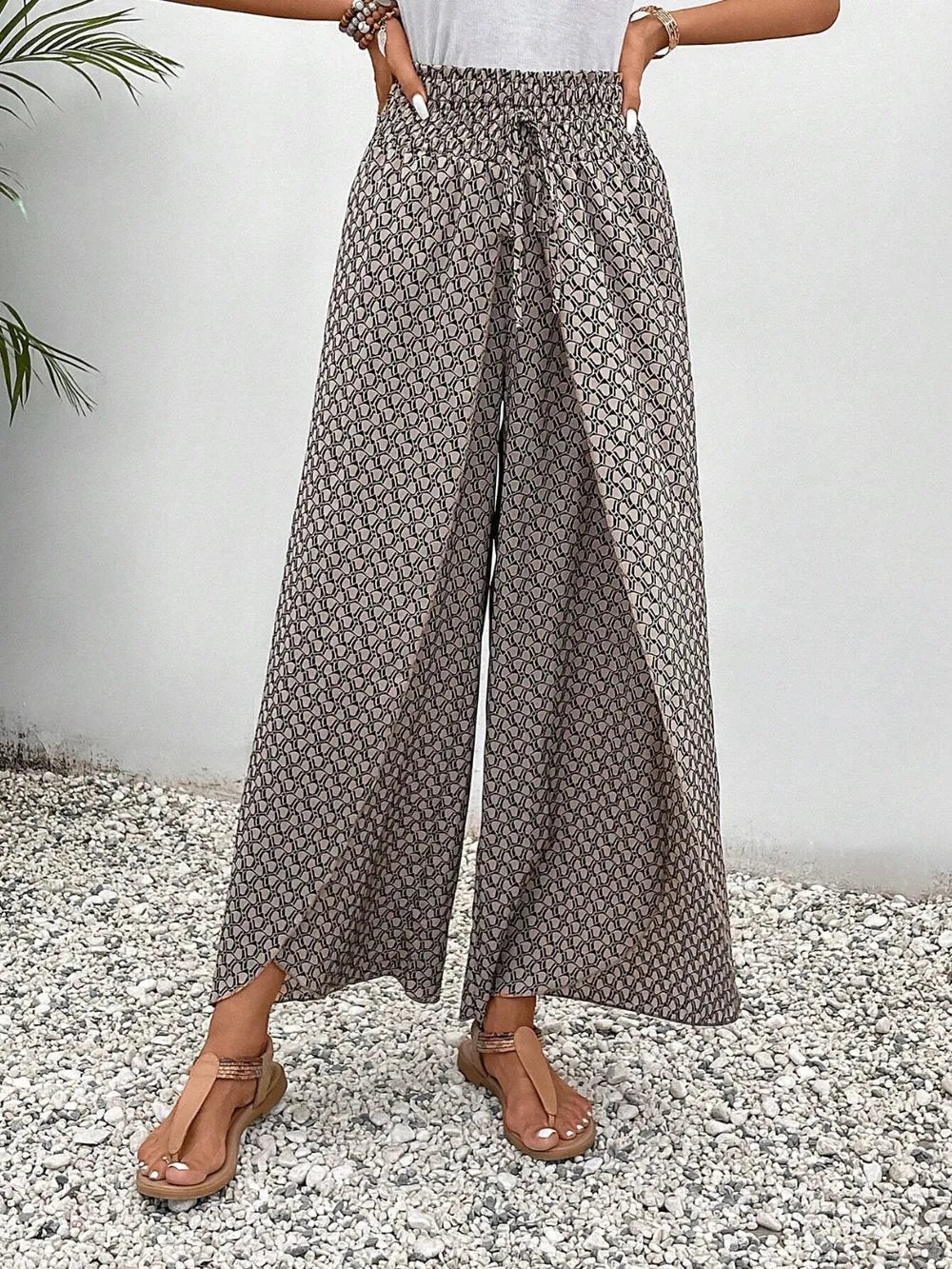 Tied Printed Wide Leg Pants – Trendsi | ClozArt