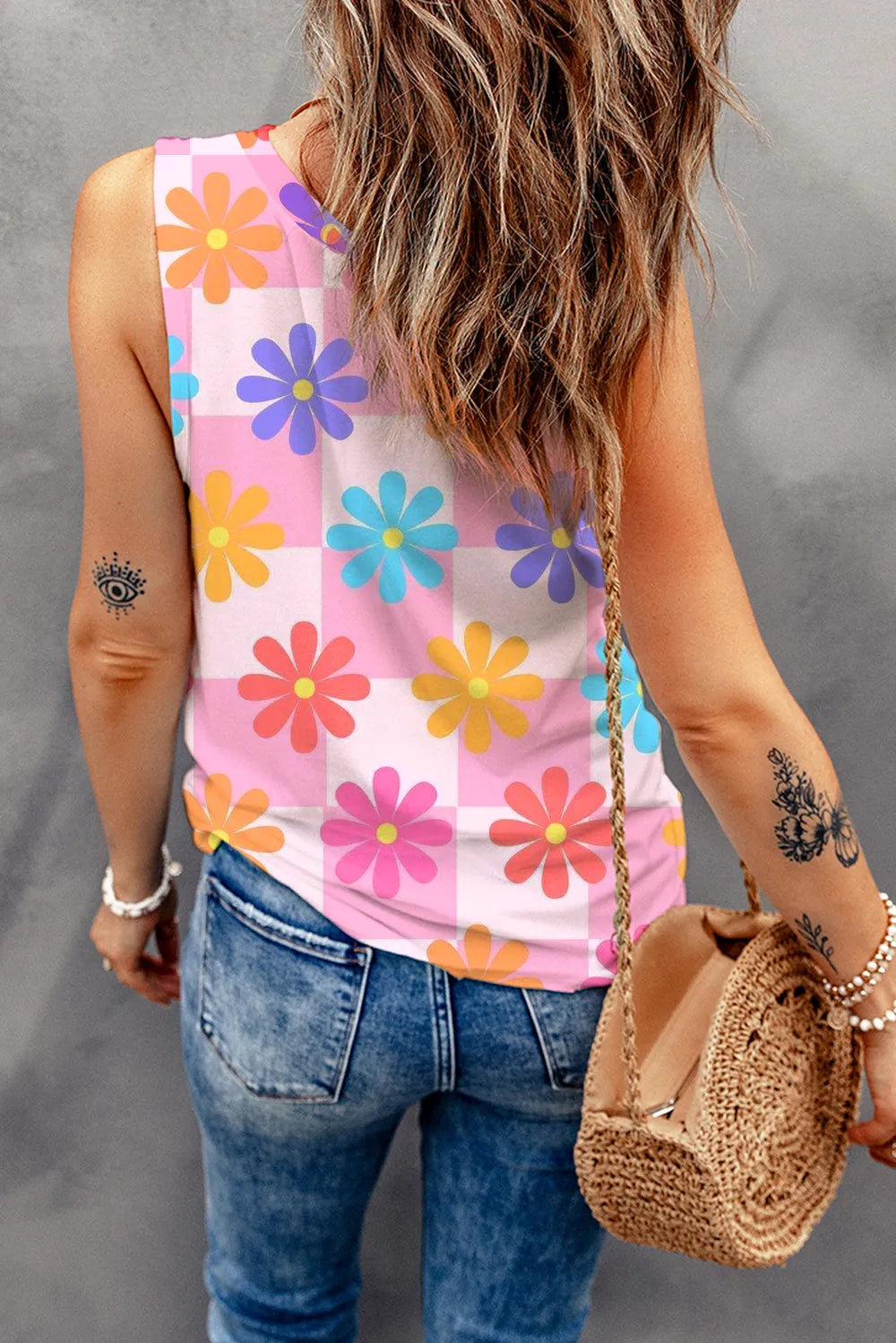 Flower Printed Round Neck Tank – Trendsi | ClozArt