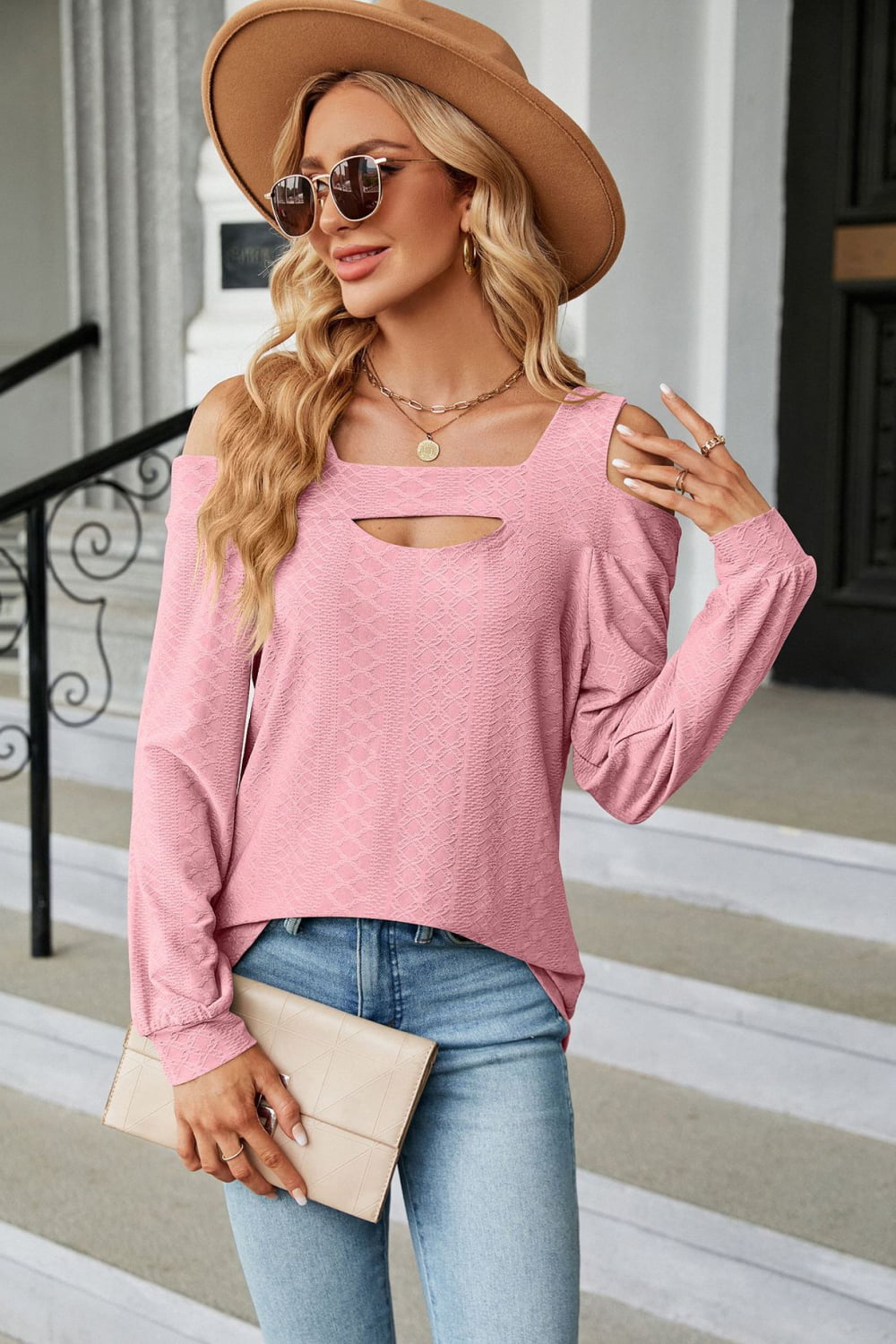 Cold Shoulder Square Neck Cutout Blouse – Trendsi | ClozArt